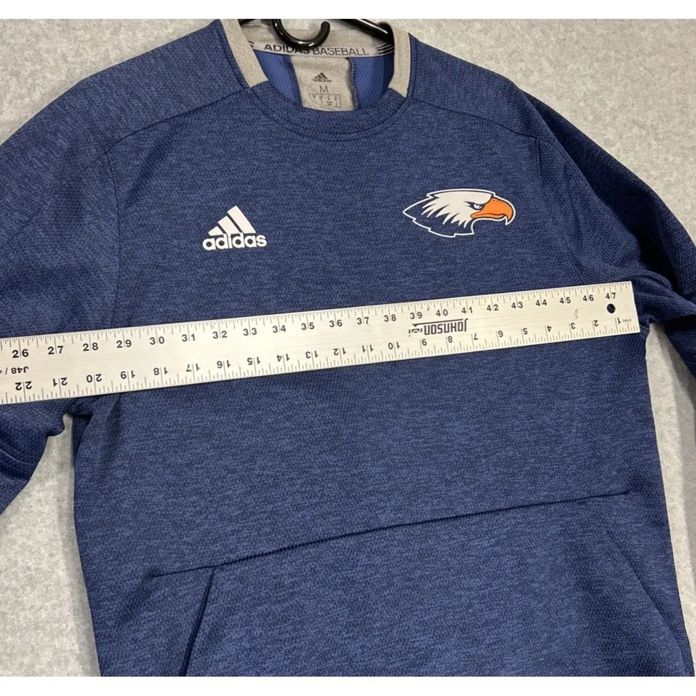 Adidas Sweatshirt Baseball  Blue Pullover Mens M Long Sleeve Athletic w/ Pocket‎